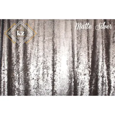 Large Sequin backdrop in Matte Silver — KZ Photo Booth Rental Bismarck ND