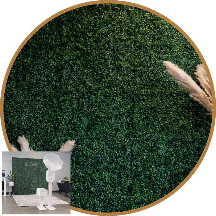 Boxwood Hedge backdrop — KZ Photo Booth Rental Bismarck ND