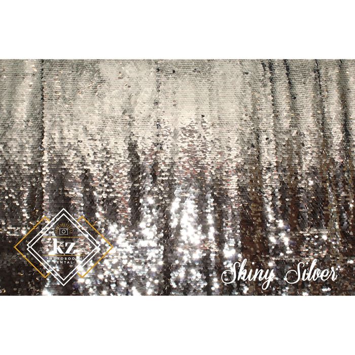 Large Sequin backdrop in Shiny Silver — KZ Photo Booth Rental Bismarck ND