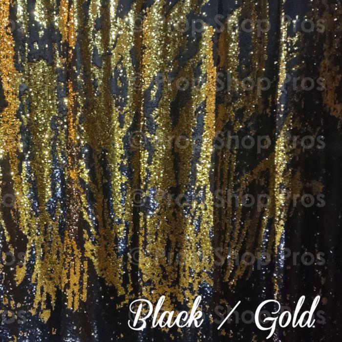 Mermaid Sequin backdrop in Black / Gold — KZ Photo Booth Rental Bismarck ND